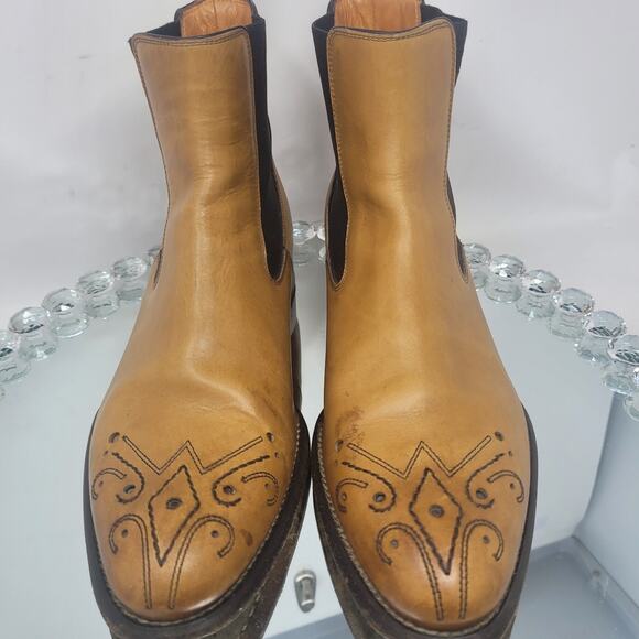 Fratelli Borgioli Handmade Tan Brown Leather Chelsea Boots Mens US 7.5 UK7 ITALY - Picture 2 of 10